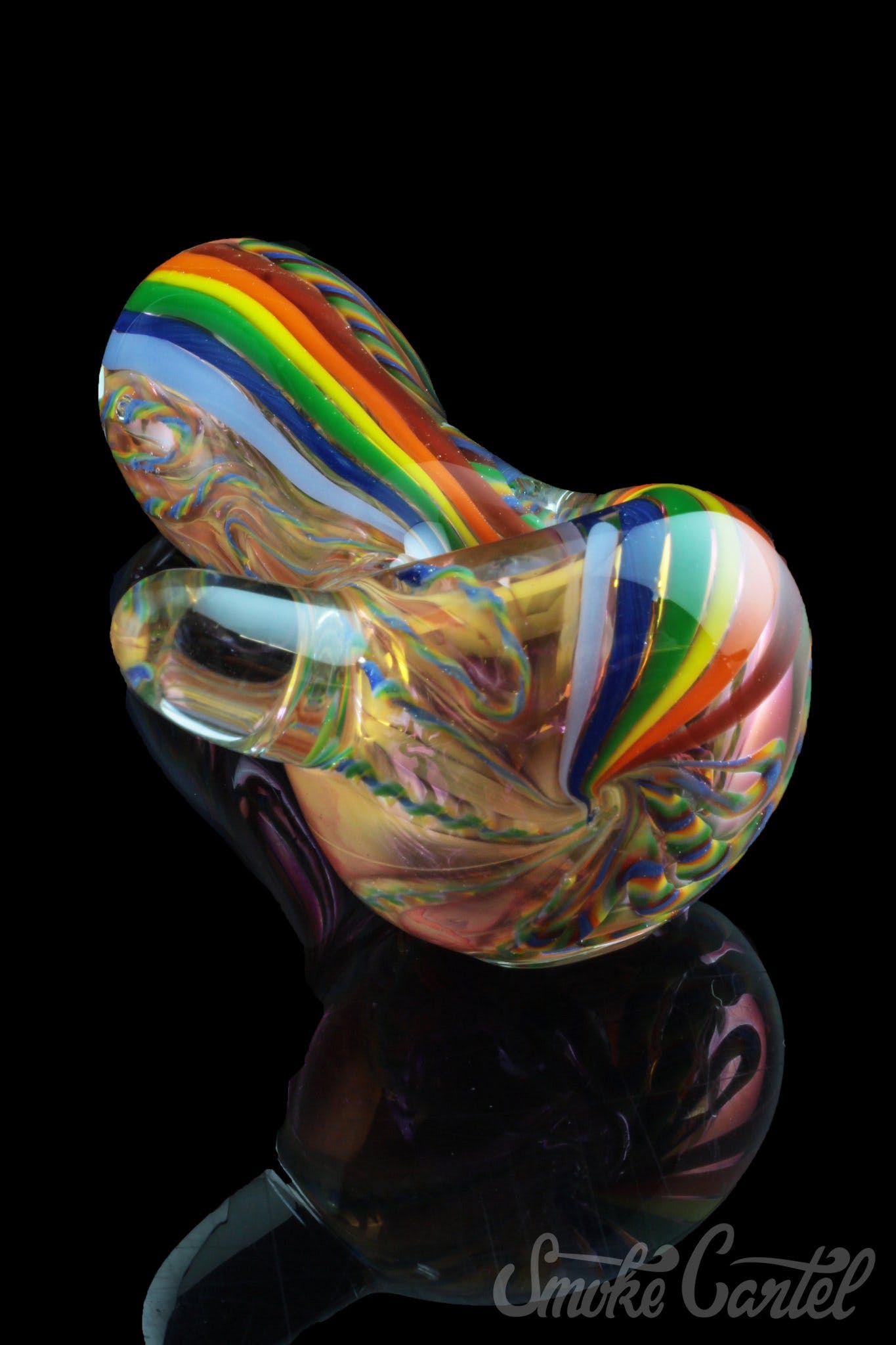 Stunning Heavy Cane Worked Rainbow Spoon - Rainbow Mega Pipe