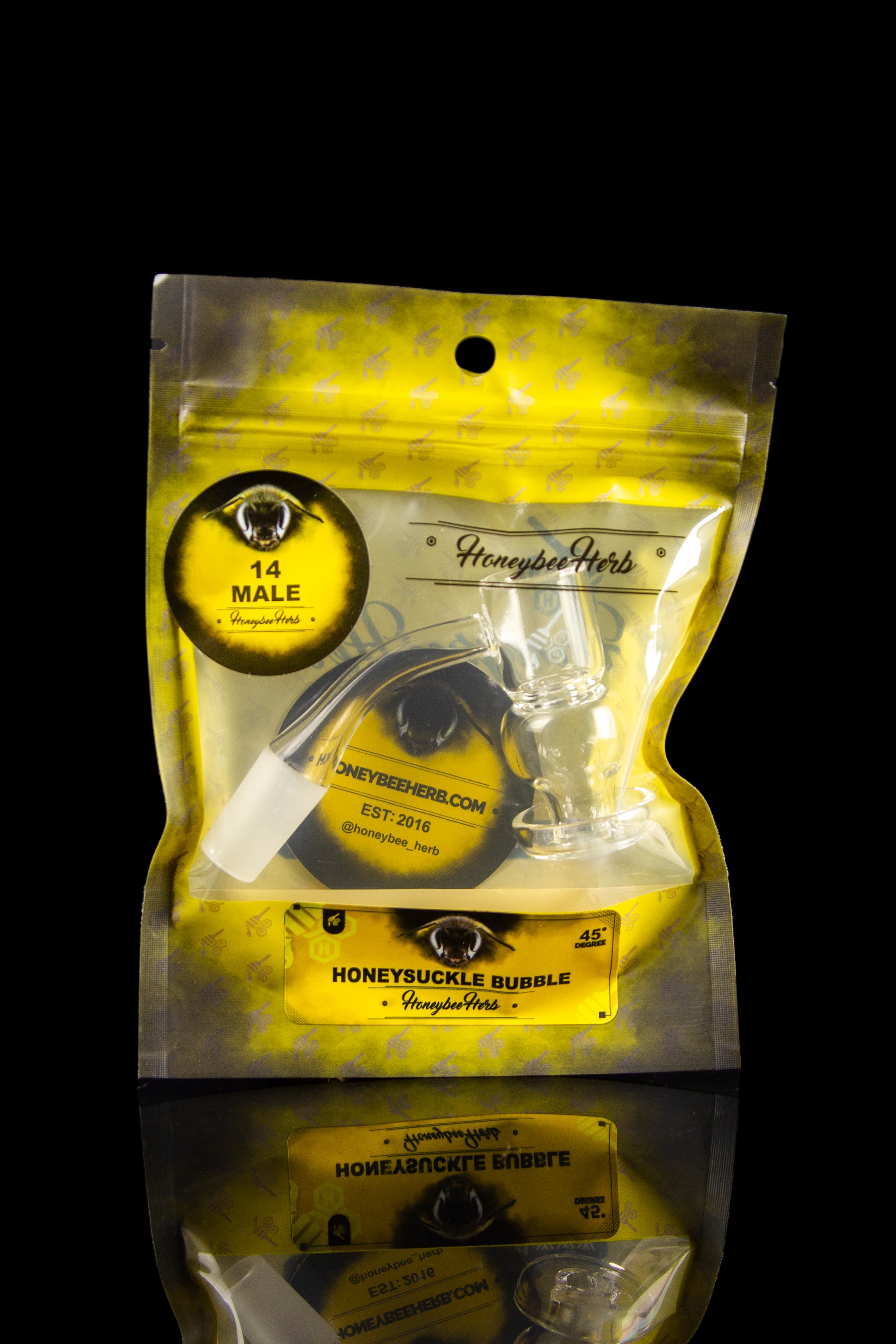 Honeybee Herb Stunning Honeysuckle Bubble Quartz Banger - Yellow Line