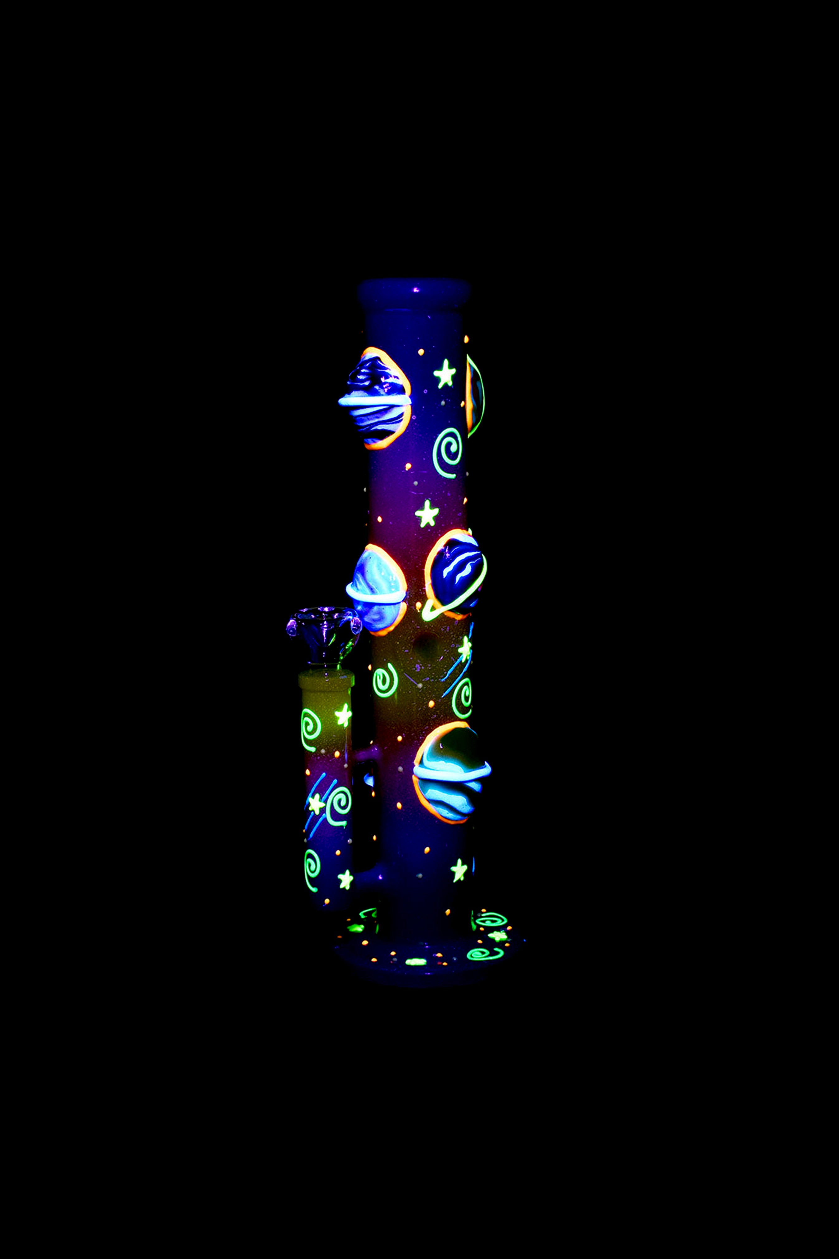 Stunning Orbiting Planets Glow-in-the-Dark Straight Tube Water Pipe
