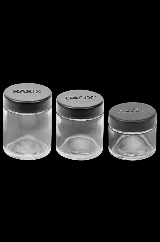 Basix Childproof Glass Herb Storage Jars - Choose 12pc or 24pc Displays