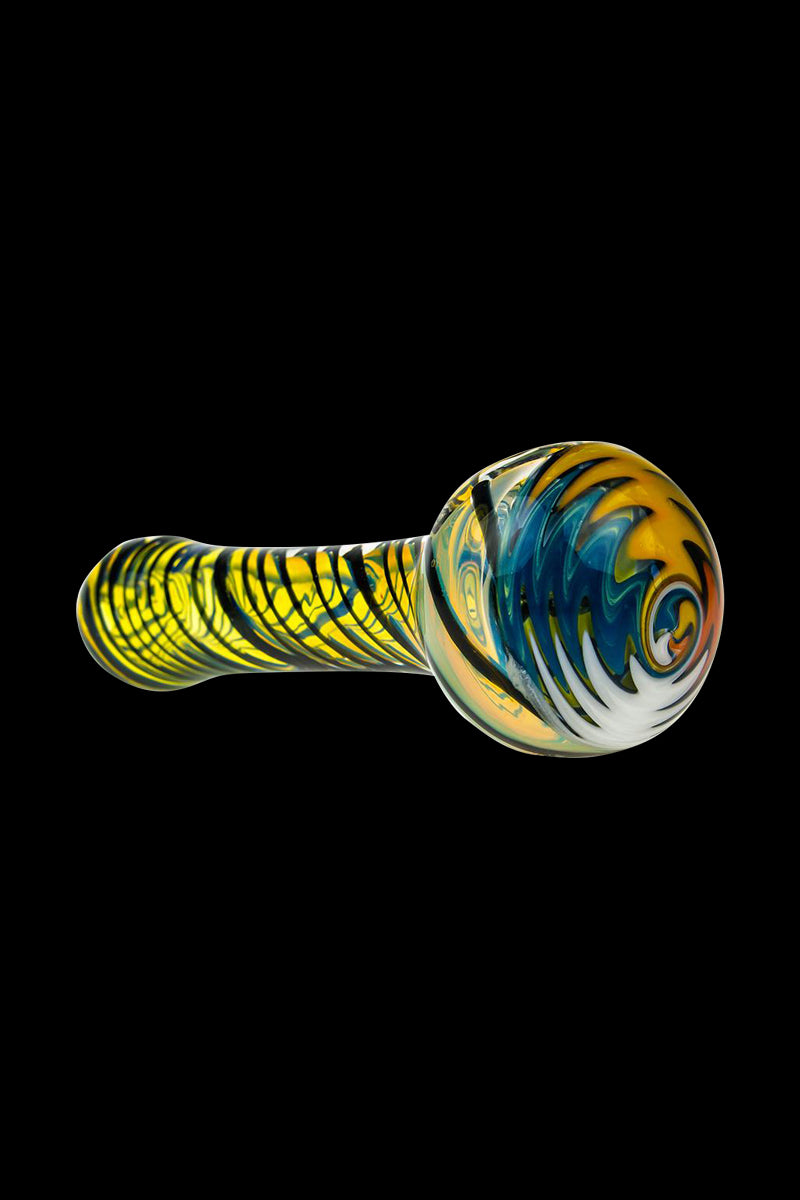 G-Spot Black and White Striped Hurricane Bowl Glass Spoon Pipe - A Stunning Smoking Companion