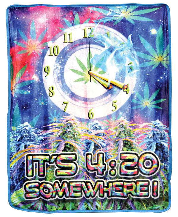 Colorful 'It's 4:20 Somewhere' Fleece Blanket - Cozy and Stylish!
